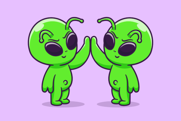 Download Cute Aliens High Fives Cartoon - Alien Collection