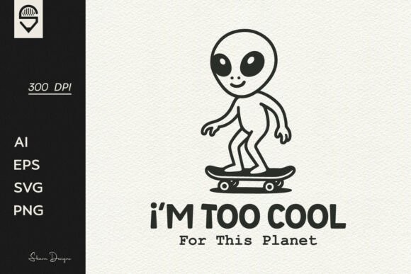 Download Cool Alien Skateboarder Illustration - Alien Collection