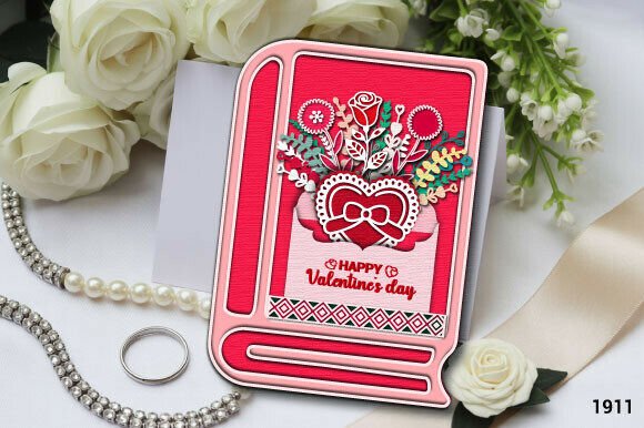 Download 3D Valentine Floral Love Book SVG 1911 - 1911 Collection