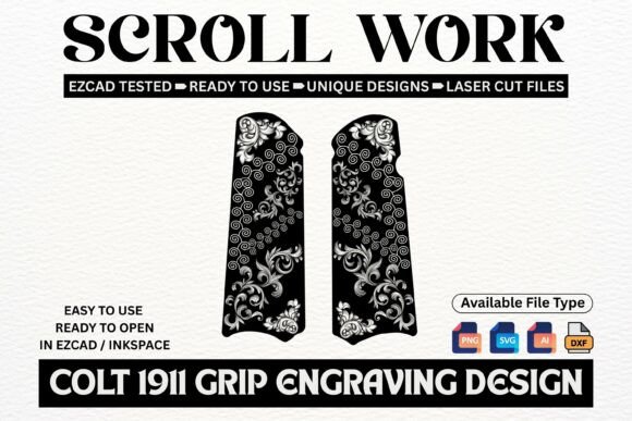 Download Colt 1911 Grip Scroll Engraving Design - 1911 Collection