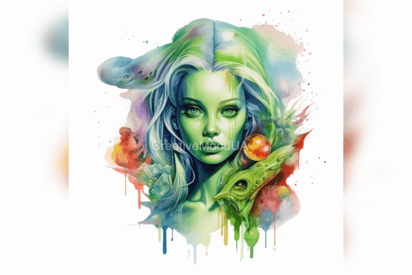 Download Aliens. Watercolor. PNG - Alien Collection
