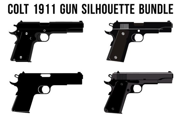 Download Colt 1911 Gun Silhouette SVG Clipart Set - 1911 Collection